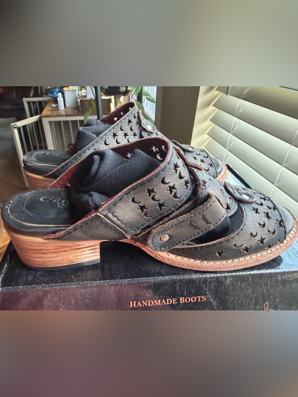 Freebird by Steven Black Leather Perforated Mule Clogs